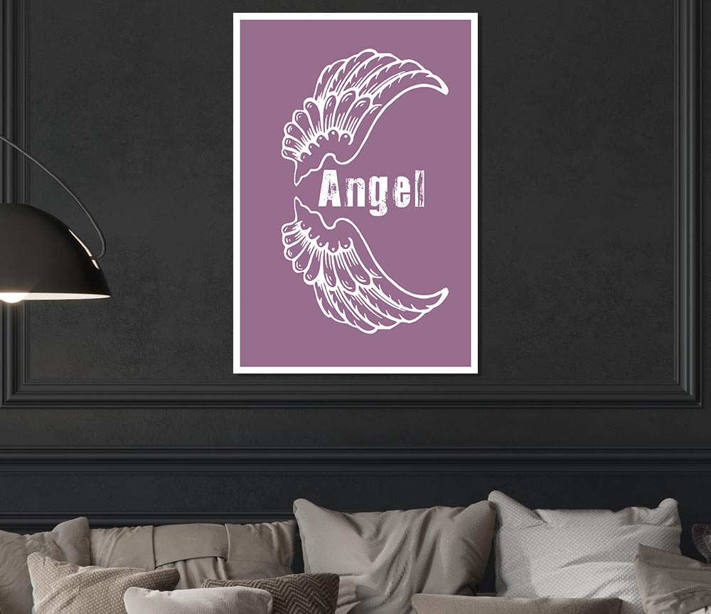 Angel Wings 3 Dusty Pink canvas poster featuring soft pink tones and intricate wing design, perfect for home decor.