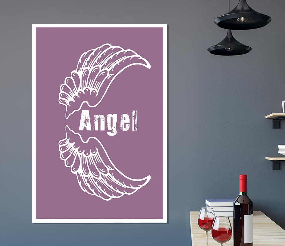 Angel Wings 3 Dusty Pink canvas poster featuring soft pink tones and intricate wing design, perfect for home decor.