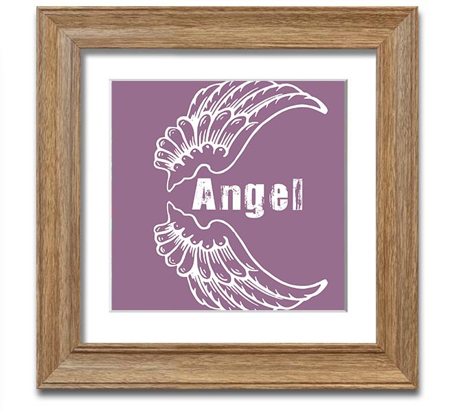 Angel Wings 3 Dusty Pink Square Framed Print with a delicate design in a soft pink hue, elegantly framed and ready to hang.