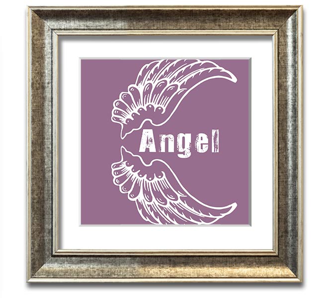 Angel Wings 3 Dusty Pink Square Framed Print with a delicate design in a soft pink hue, elegantly framed and ready to hang.