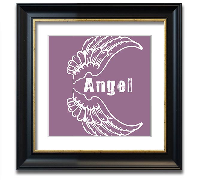 Angel Wings 3 Dusty Pink Square Framed Print with a delicate design in a soft pink hue, elegantly framed and ready to hang.