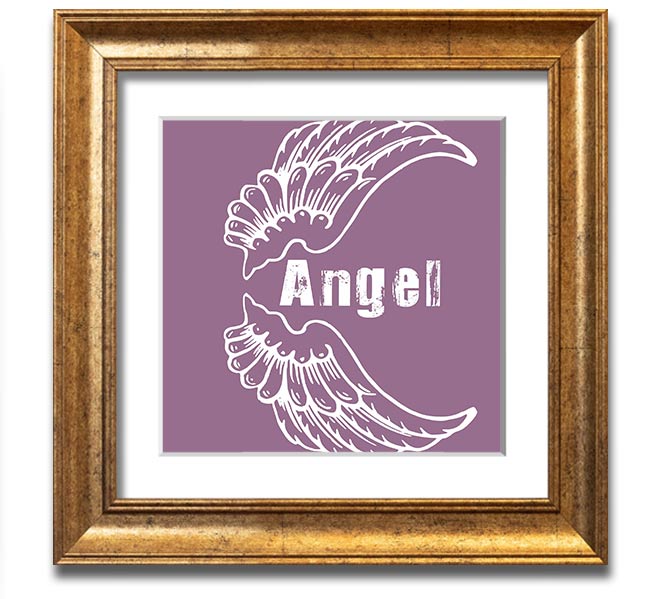 Angel Wings 3 Dusty Pink Square Framed Print with a delicate design in a soft pink hue, elegantly framed and ready to hang.