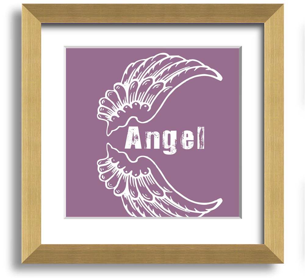 Angel Wings 3 Dusty Pink Square Framed Print with a delicate design in a soft pink hue, elegantly framed and ready to hang.