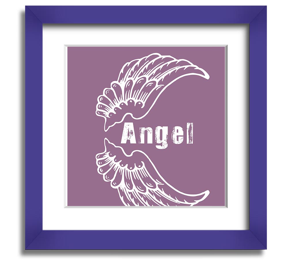 Angel Wings 3 Dusty Pink Square Framed Print with a delicate design in a soft pink hue, elegantly framed and ready to hang.