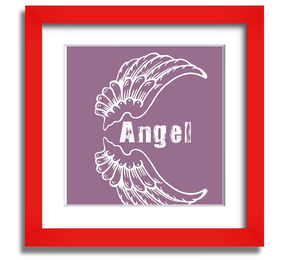 Angel Wings 3 Dusty Pink Square Framed Print with a delicate design in a soft pink hue, elegantly framed and ready to hang.