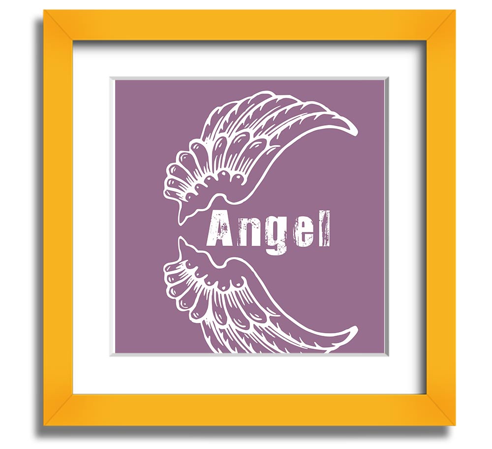 Angel Wings 3 Dusty Pink Square Framed Print with a delicate design in a soft pink hue, elegantly framed and ready to hang.