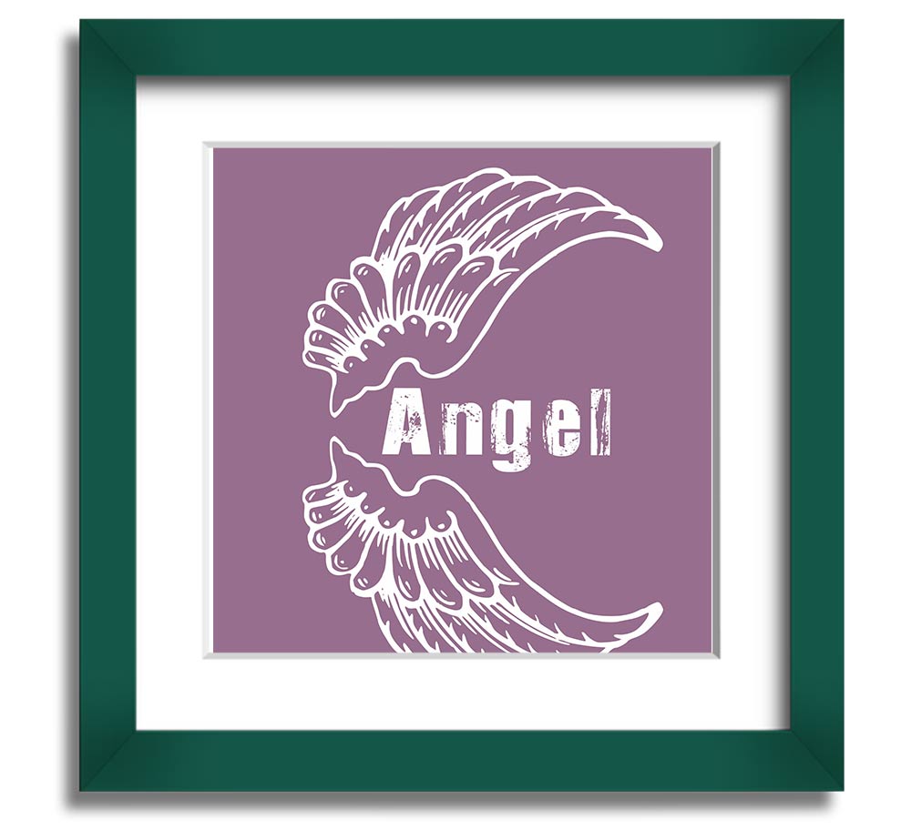 Angel Wings 3 Dusty Pink Square Framed Print with a delicate design in a soft pink hue, elegantly framed and ready to hang.