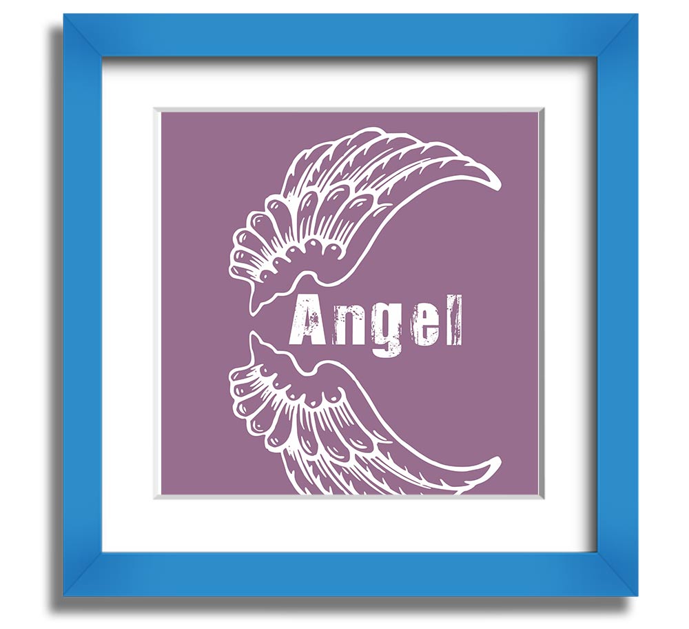 Angel Wings 3 Dusty Pink Square Framed Print with a delicate design in a soft pink hue, elegantly framed and ready to hang.