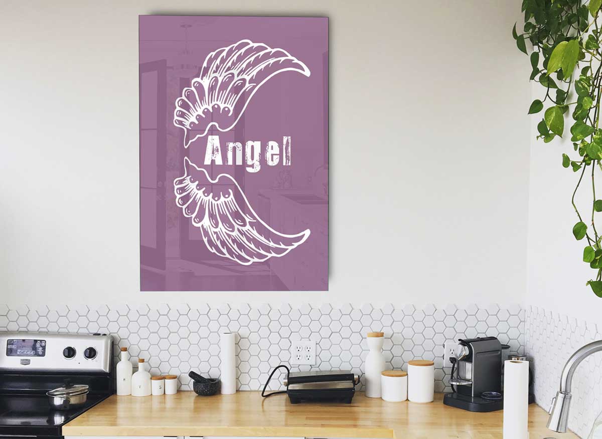 Angel Wings 3 Dusty Pink glass print featuring elegant design and soft hues, perfect for modern home decor.