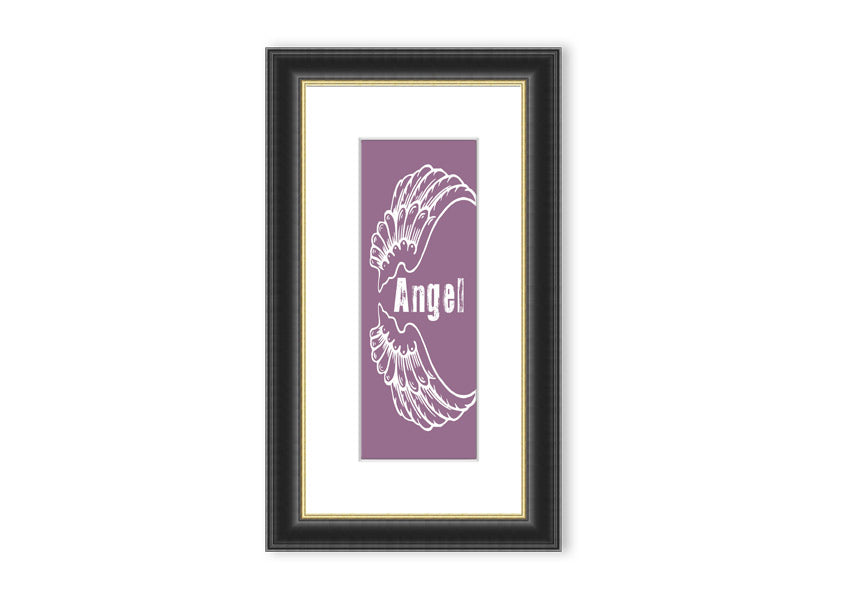 Angel Wings 3 Dusty Pink framed print showcasing delicate angel wings in soft pink, elegantly framed and ready to hang.