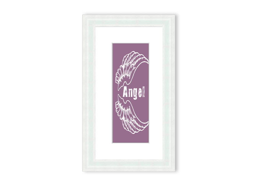 Angel Wings 3 Dusty Pink framed print showcasing delicate angel wings in soft pink, elegantly framed and ready to hang.