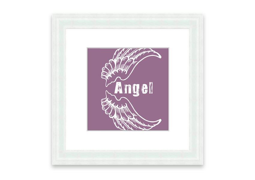 Angel Wings 3 Dusty Pink framed print showcasing delicate angel wings in soft pink, elegantly framed and ready to hang.