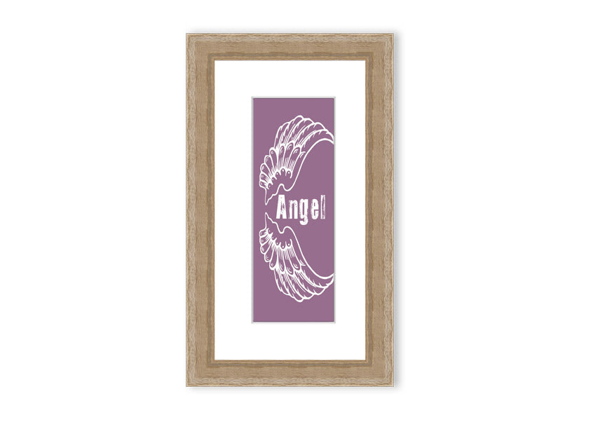 Angel Wings 3 Dusty Pink framed print showcasing delicate angel wings in soft pink, elegantly framed and ready to hang.