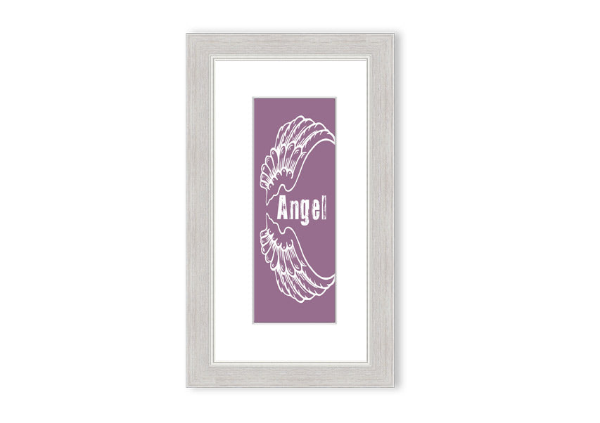 Angel Wings 3 Dusty Pink framed print showcasing delicate angel wings in soft pink, elegantly framed and ready to hang.