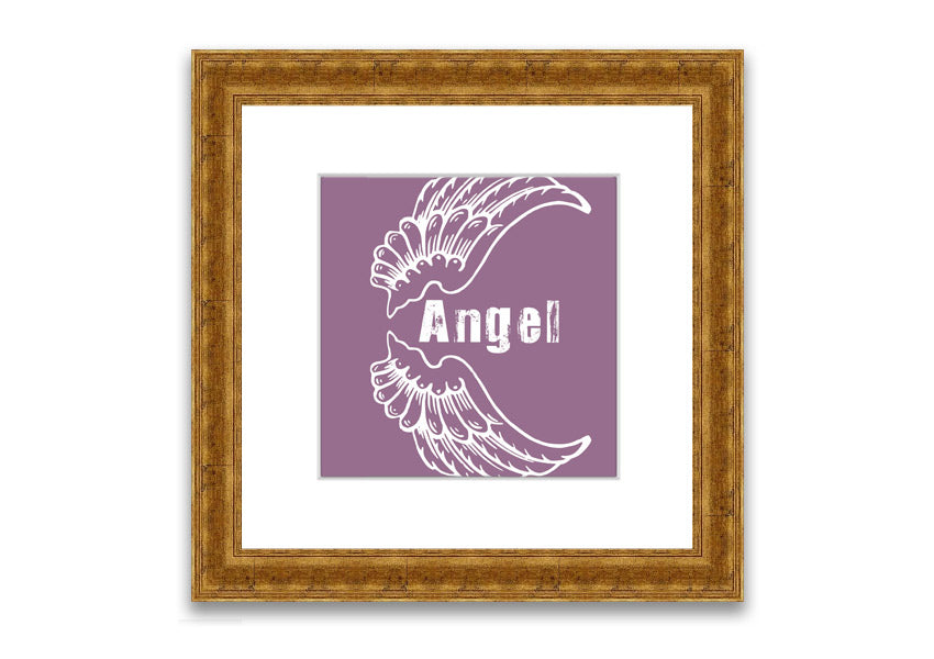 Angel Wings 3 Dusty Pink framed print showcasing delicate angel wings in soft pink, elegantly framed and ready to hang.