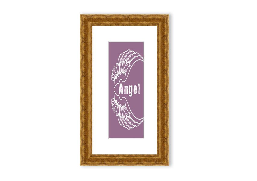 Angel Wings 3 Dusty Pink framed print showcasing delicate angel wings in soft pink, elegantly framed and ready to hang.