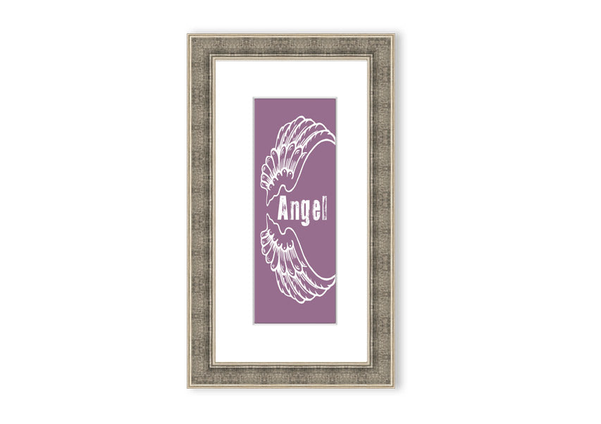 Angel Wings 3 Dusty Pink framed print showcasing delicate angel wings in soft pink, elegantly framed and ready to hang.