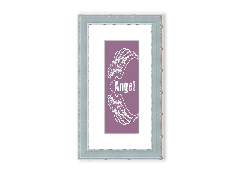 Angel Wings 3 Dusty Pink framed print showcasing delicate angel wings in soft pink, elegantly framed and ready to hang.