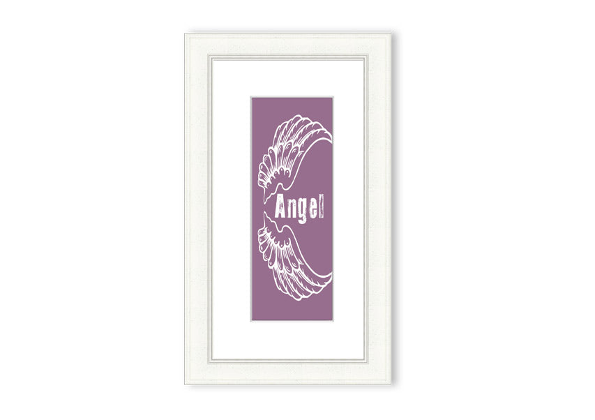 Angel Wings 3 Dusty Pink framed print showcasing delicate angel wings in soft pink, elegantly framed and ready to hang.