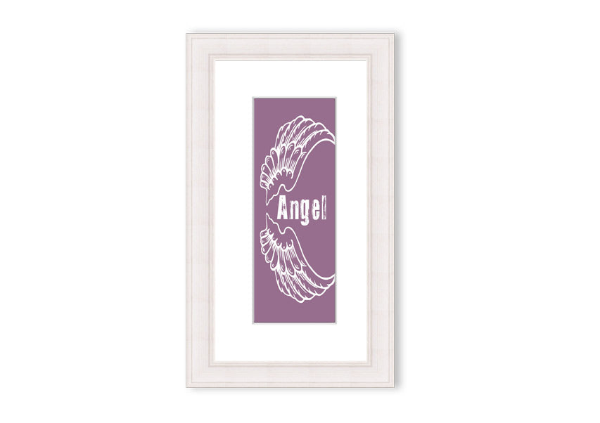 Angel Wings 3 Dusty Pink framed print showcasing delicate angel wings in soft pink, elegantly framed and ready to hang.