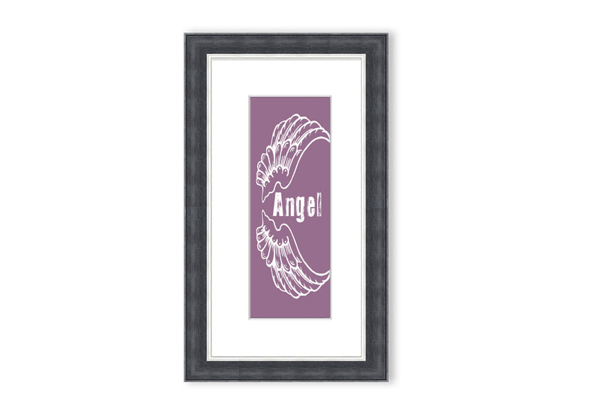 Angel Wings 3 Dusty Pink framed print showcasing delicate angel wings in soft pink, elegantly framed and ready to hang.