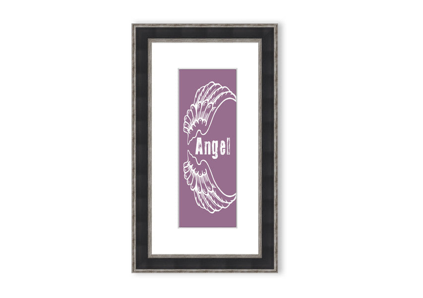 Angel Wings 3 Dusty Pink framed print showcasing delicate angel wings in soft pink, elegantly framed and ready to hang.