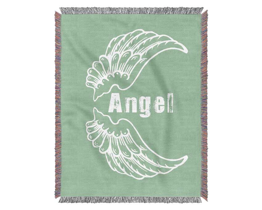 Angel Wings 3 Green throw blanket made from 100% cotton, featuring a luxurious thermal weave design in a rich green color.