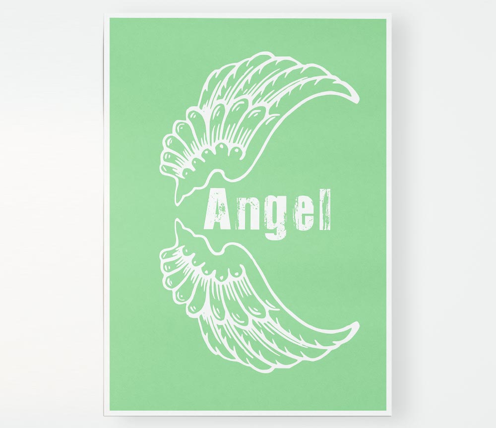 Angel Wings 3 Green canvas poster featuring vibrant green angel wings design on high-quality canvas, ready for display or framing.