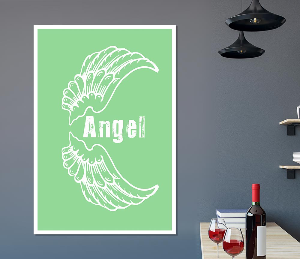 Angel Wings 3 Green canvas poster featuring vibrant green angel wings design on high-quality canvas, ready for display or framing.