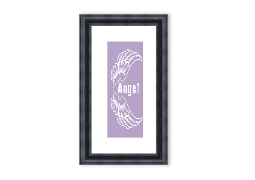 Framed print of Angel Wings 3 in lilac color, showcasing delicate design and multiple frame options.