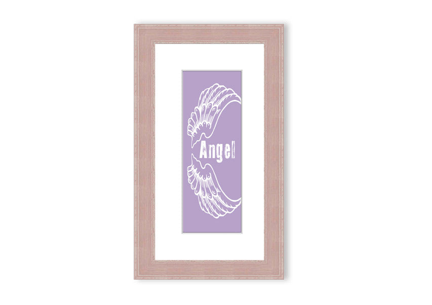 Framed print of Angel Wings 3 in lilac color, showcasing delicate design and multiple frame options.