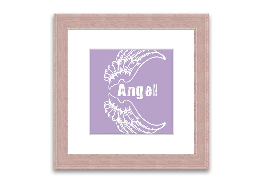 Framed print of Angel Wings 3 in lilac color, showcasing delicate design and multiple frame options.