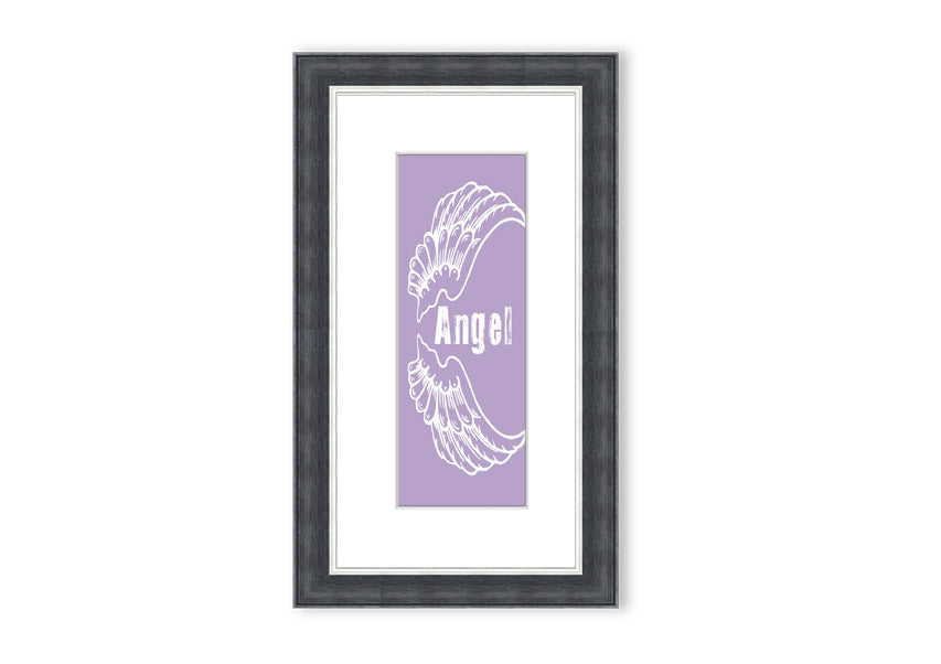 Framed print of Angel Wings 3 in lilac color, showcasing delicate design and multiple frame options.