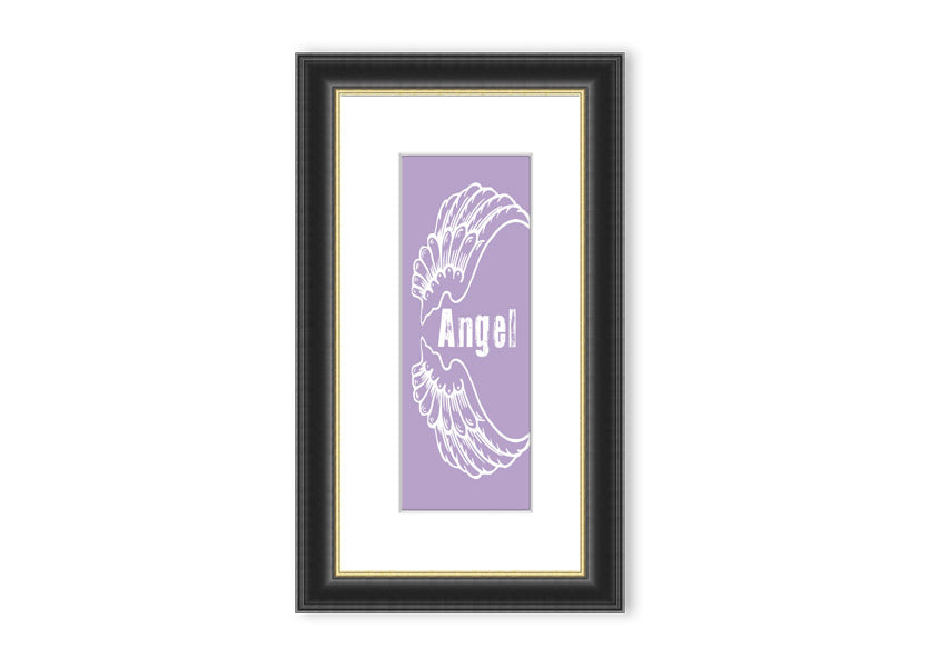 Framed print of Angel Wings 3 in lilac color, showcasing delicate design and multiple frame options.