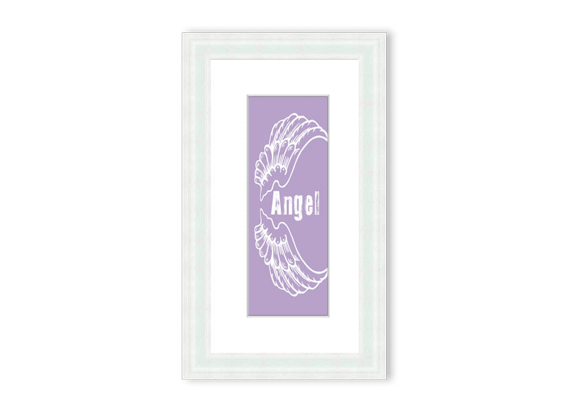 Framed print of Angel Wings 3 in lilac color, showcasing delicate design and multiple frame options.