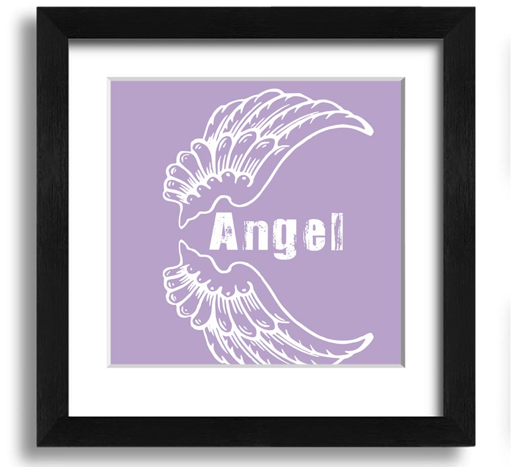 Angel Wings 3 Lilac Square Framed Print featuring delicate lilac angel wings design, elegantly framed and ready to hang.