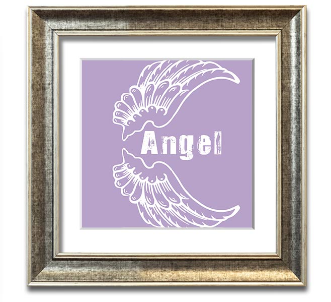 Angel Wings 3 Lilac Square Framed Print featuring delicate lilac angel wings design, elegantly framed and ready to hang.