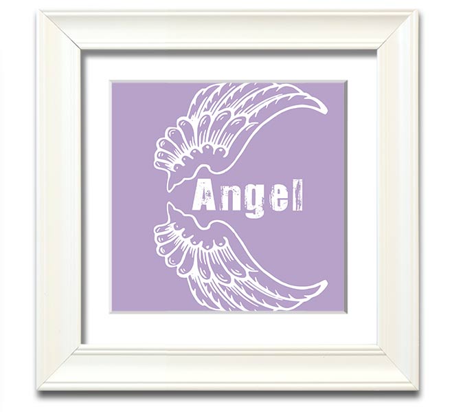 Angel Wings 3 Lilac Square Framed Print featuring delicate lilac angel wings design, elegantly framed and ready to hang.