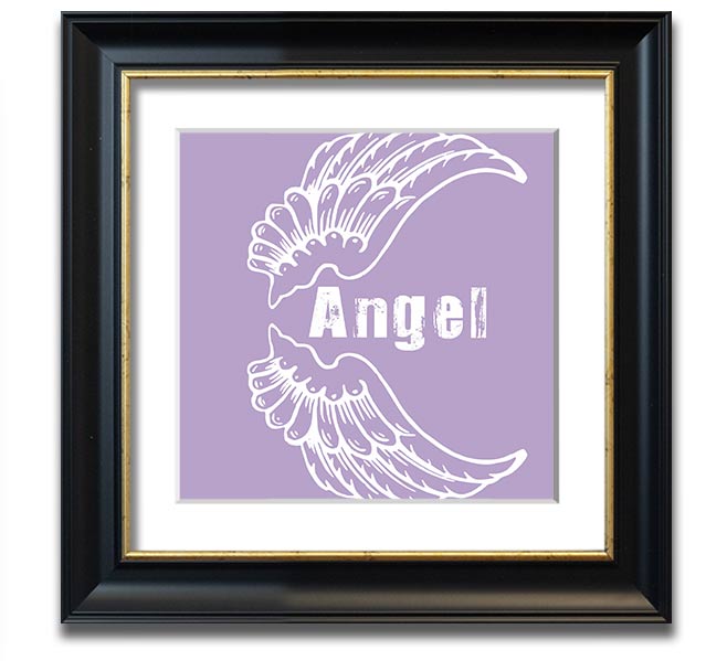 Angel Wings 3 Lilac Square Framed Print featuring delicate lilac angel wings design, elegantly framed and ready to hang.