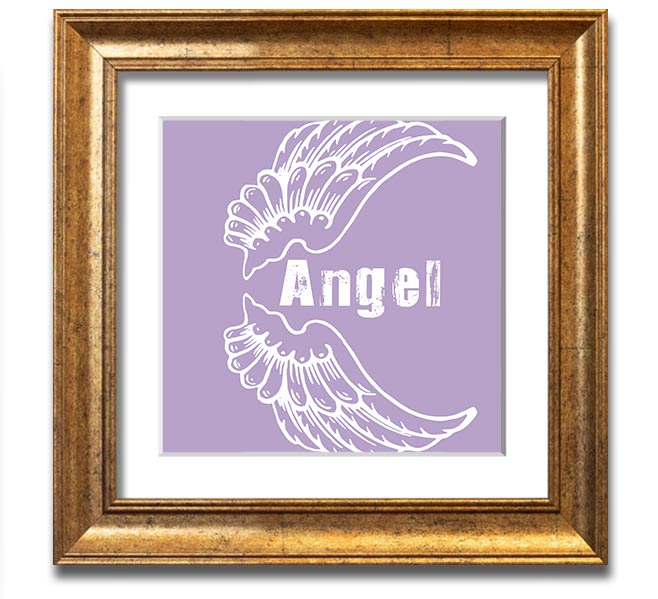 Angel Wings 3 Lilac Square Framed Print featuring delicate lilac angel wings design, elegantly framed and ready to hang.