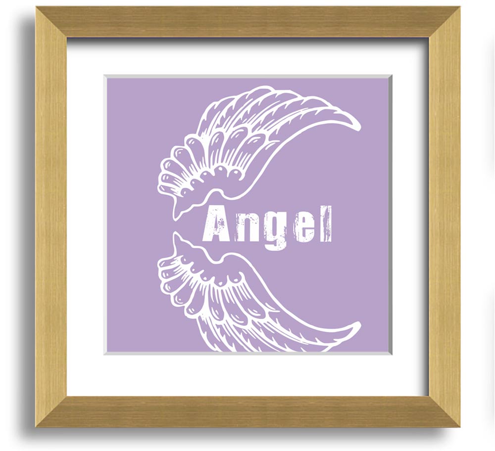 Angel Wings 3 Lilac Square Framed Print featuring delicate lilac angel wings design, elegantly framed and ready to hang.