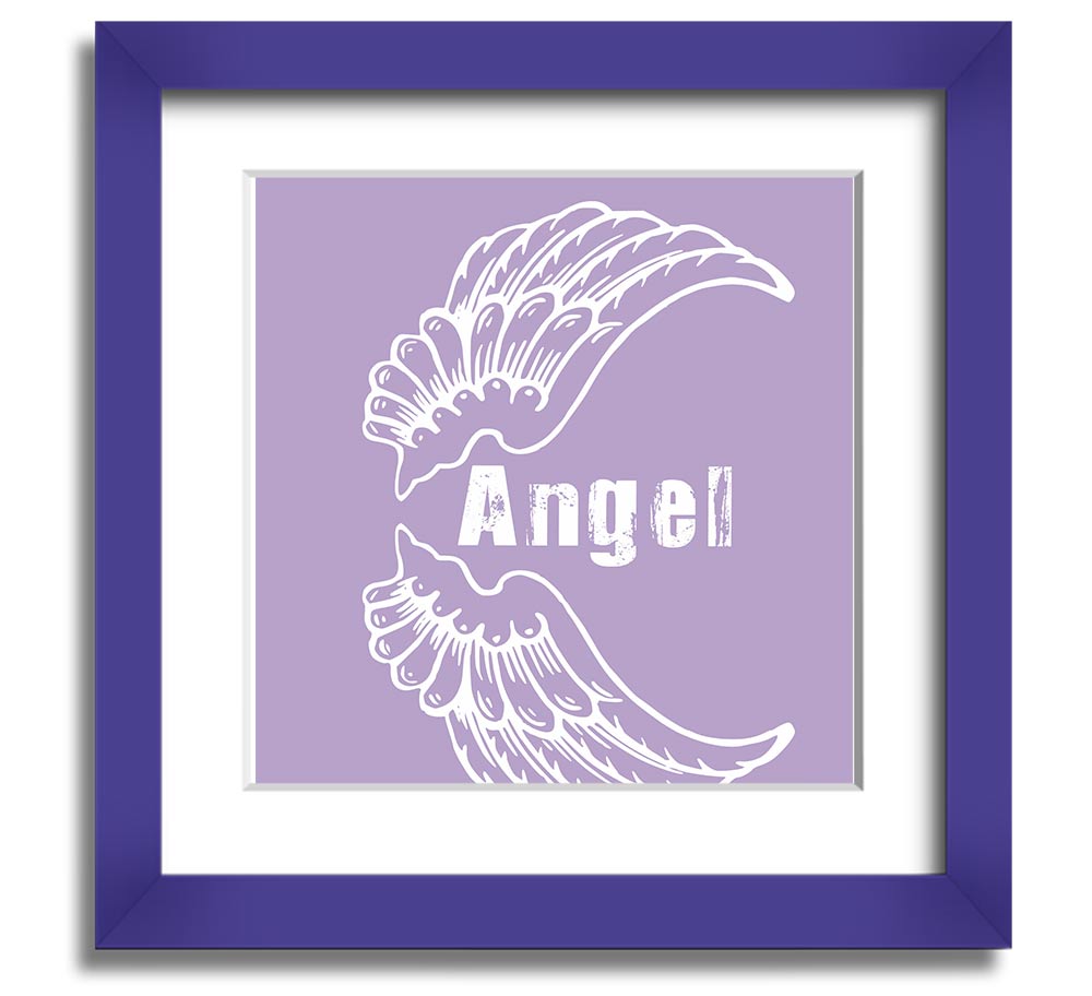 Angel Wings 3 Lilac Square Framed Print featuring delicate lilac angel wings design, elegantly framed and ready to hang.