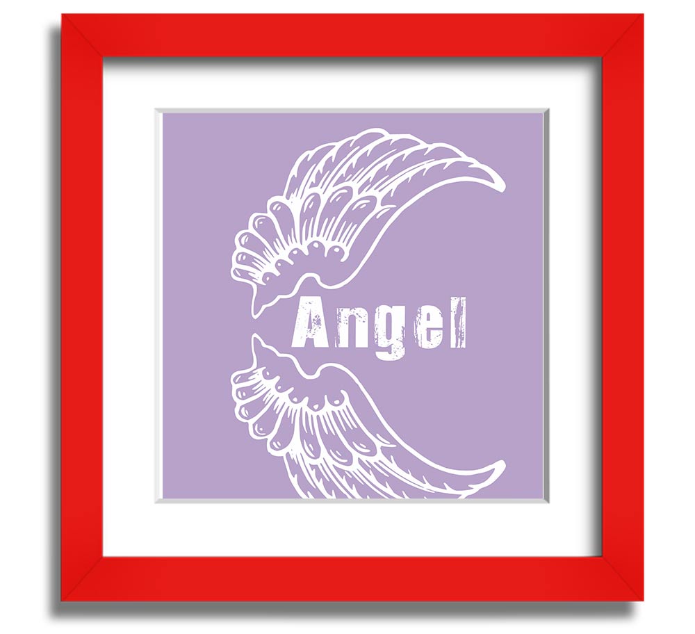 Angel Wings 3 Lilac Square Framed Print featuring delicate lilac angel wings design, elegantly framed and ready to hang.