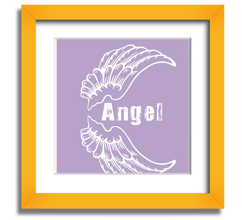 Angel Wings 3 Lilac Square Framed Print featuring delicate lilac angel wings design, elegantly framed and ready to hang.