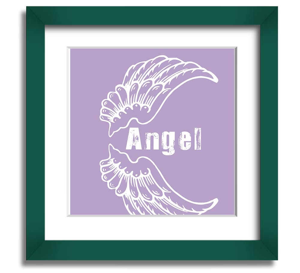 Angel Wings 3 Lilac Square Framed Print featuring delicate lilac angel wings design, elegantly framed and ready to hang.