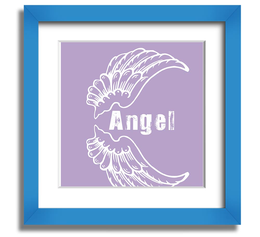 Angel Wings 3 Lilac Square Framed Print featuring delicate lilac angel wings design, elegantly framed and ready to hang.