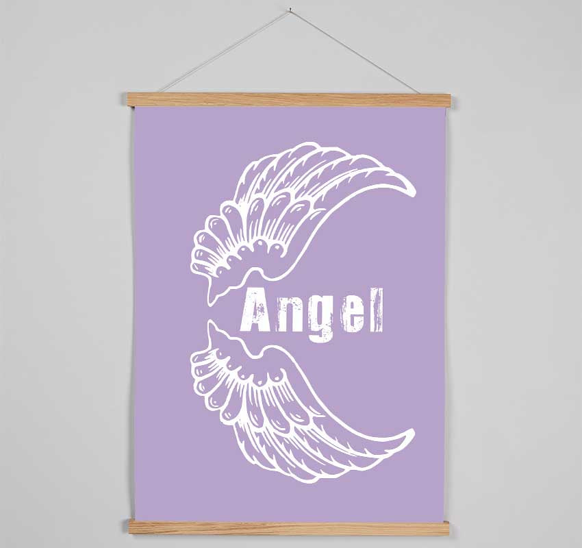 Angel Wings 3 Lilac wooden poster hangers showcasing a lilac color with magnetic fastening, ideal for displaying prints elegantly.