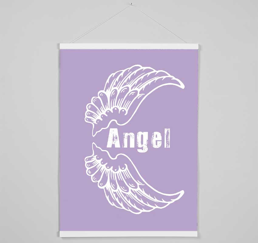 Angel Wings 3 Lilac wooden poster hangers showcasing a lilac color with magnetic fastening, ideal for displaying prints elegantly.