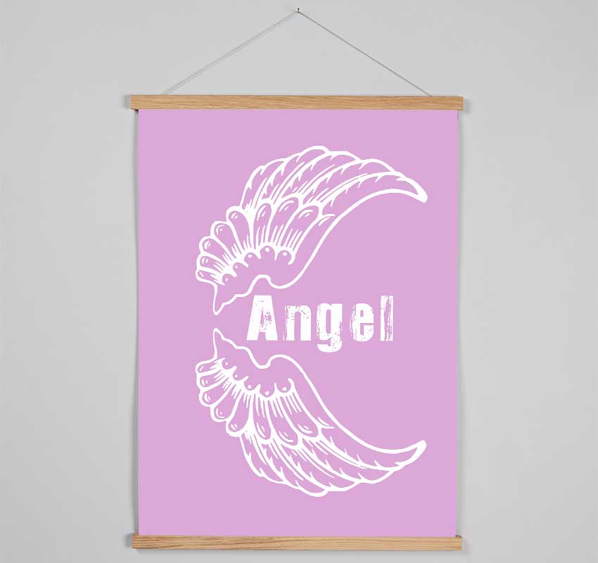 Angel Wings 3 Pink wooden poster hangers with magnetic fastening, showcasing a contemporary design and solid wood craftsmanship.