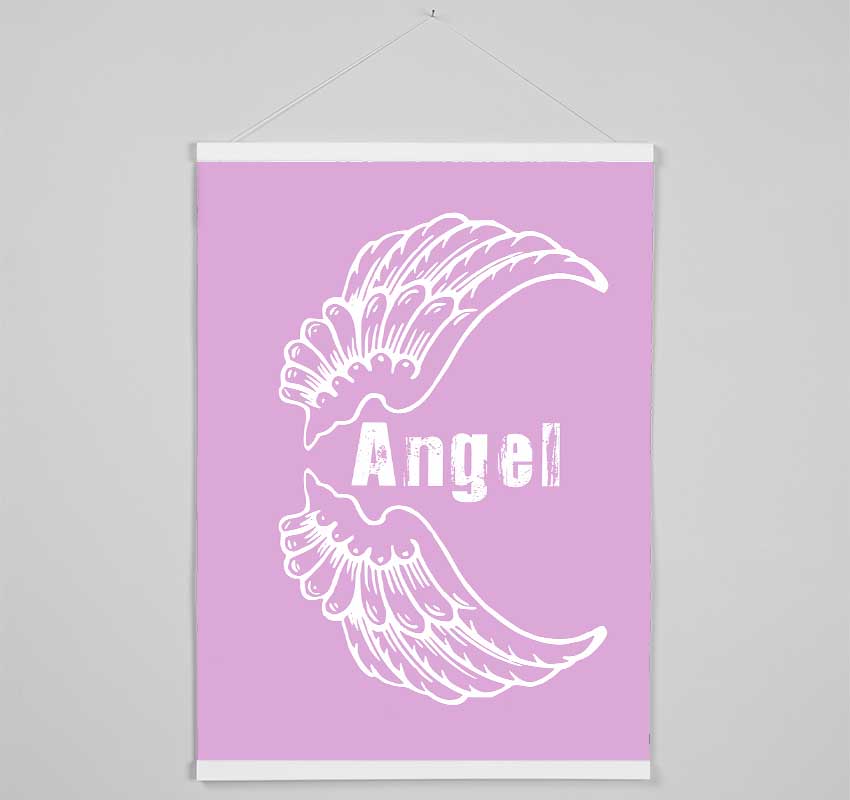 Angel Wings 3 Pink wooden poster hangers with magnetic fastening, showcasing a contemporary design and solid wood craftsmanship.